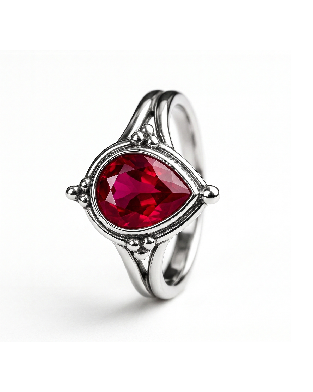 Anillo boho de rubí en forma de lágrima – imagen 3