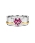 Anillo fidget de corazón con rubí