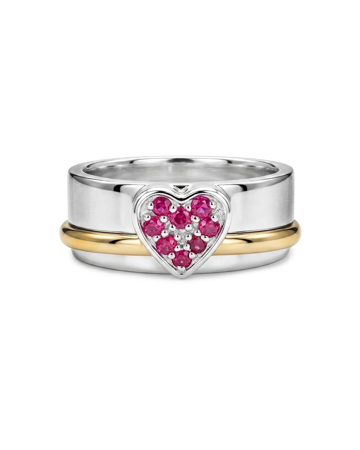 Anillo fidget de corazón con rubí