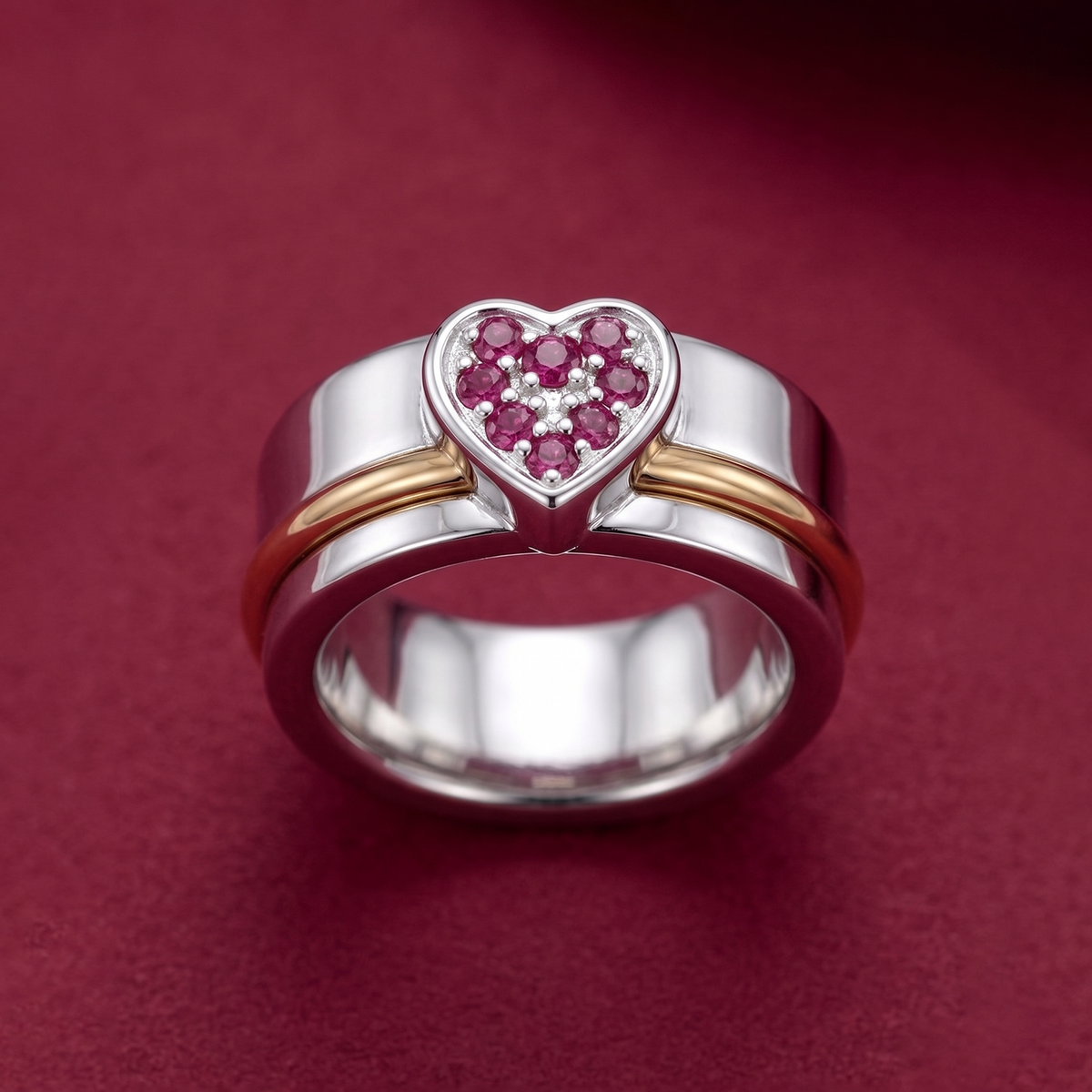 Anillo fidget de corazón con rubí – imagen 2