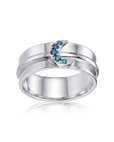 Anillo fidget con topacio azul y luna
