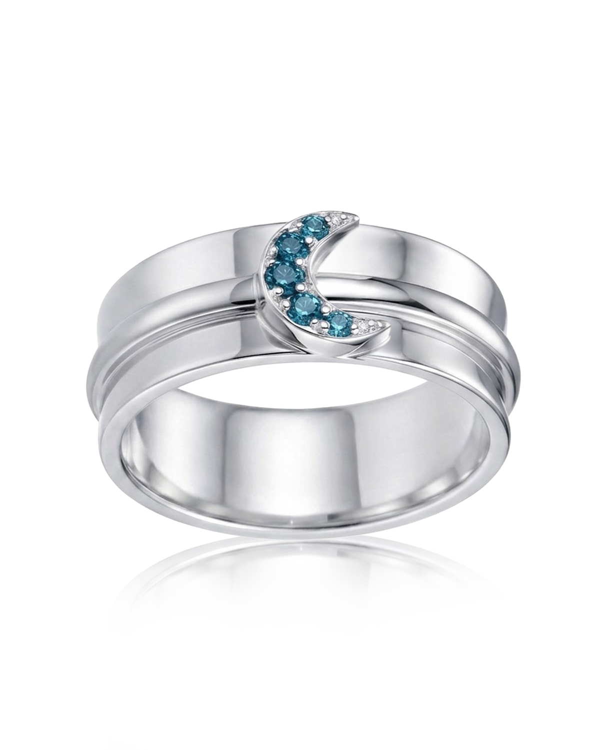 Anillo fidget con topacio azul y luna