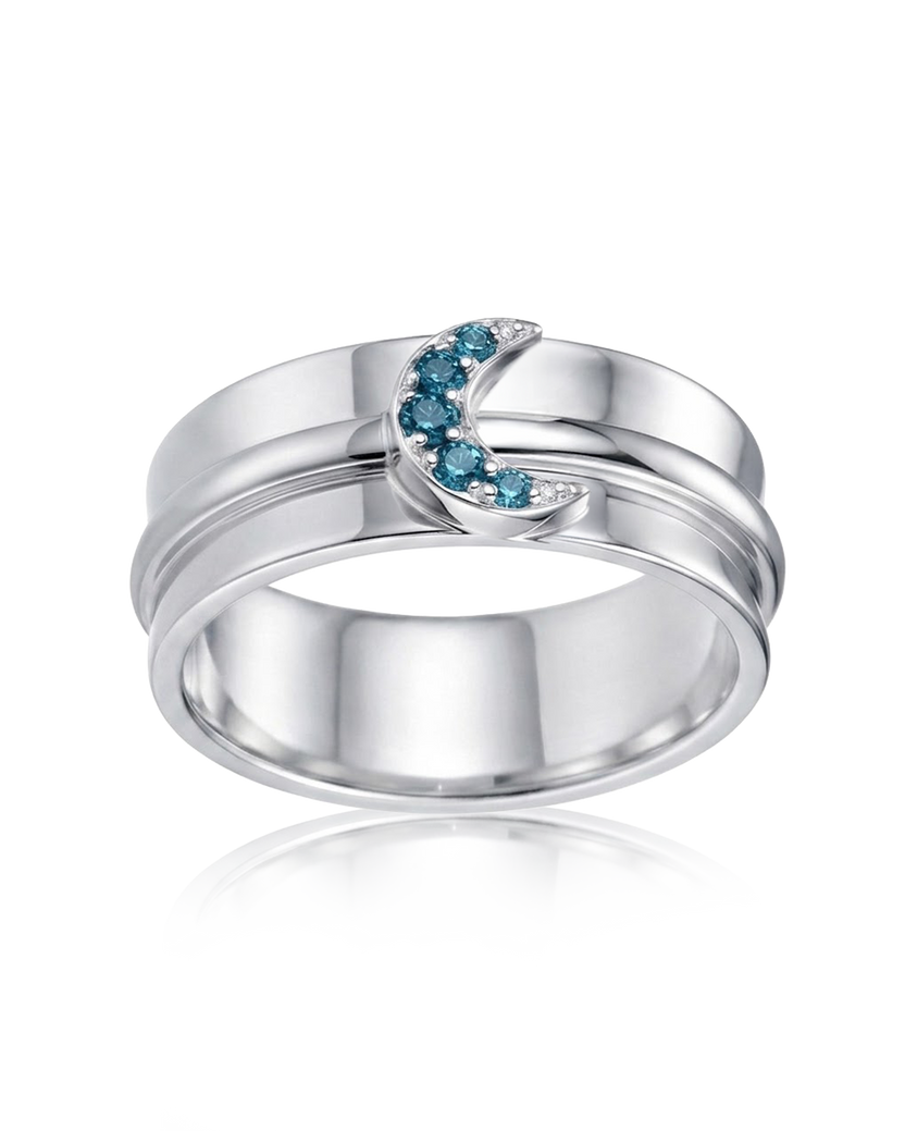 Anillo fidget con topacio azul y luna