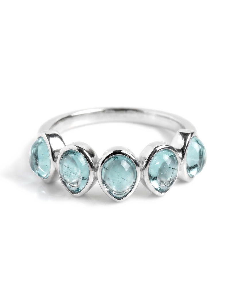 Anillo de lágrimas de aguamarina