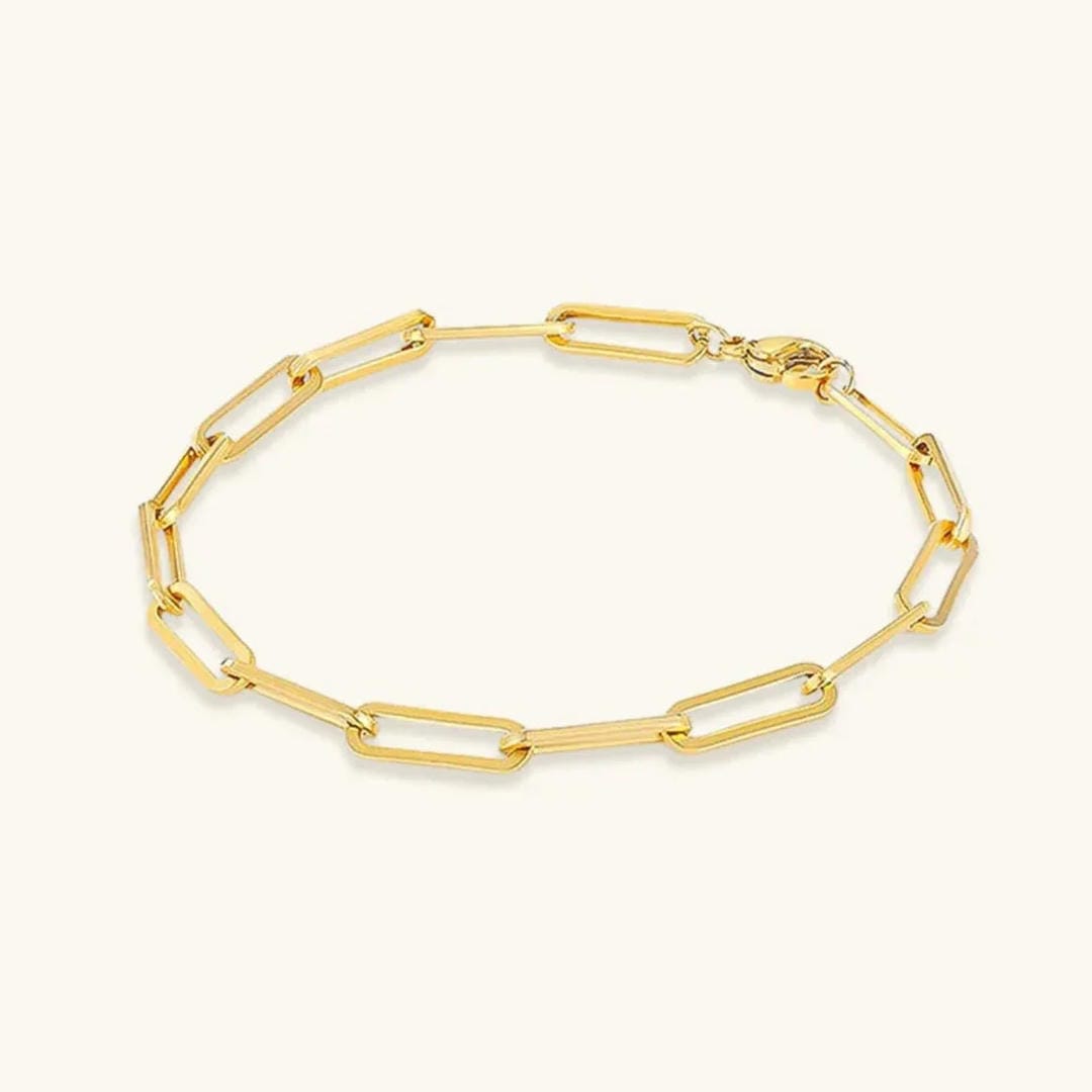 Pulsera dorada elegante de eslabón tipo clip