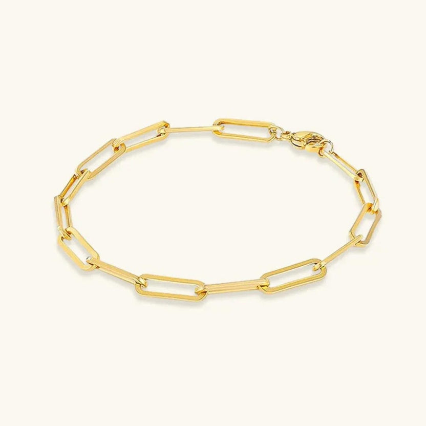 Pulsera dorada elegante de eslabón tipo clip