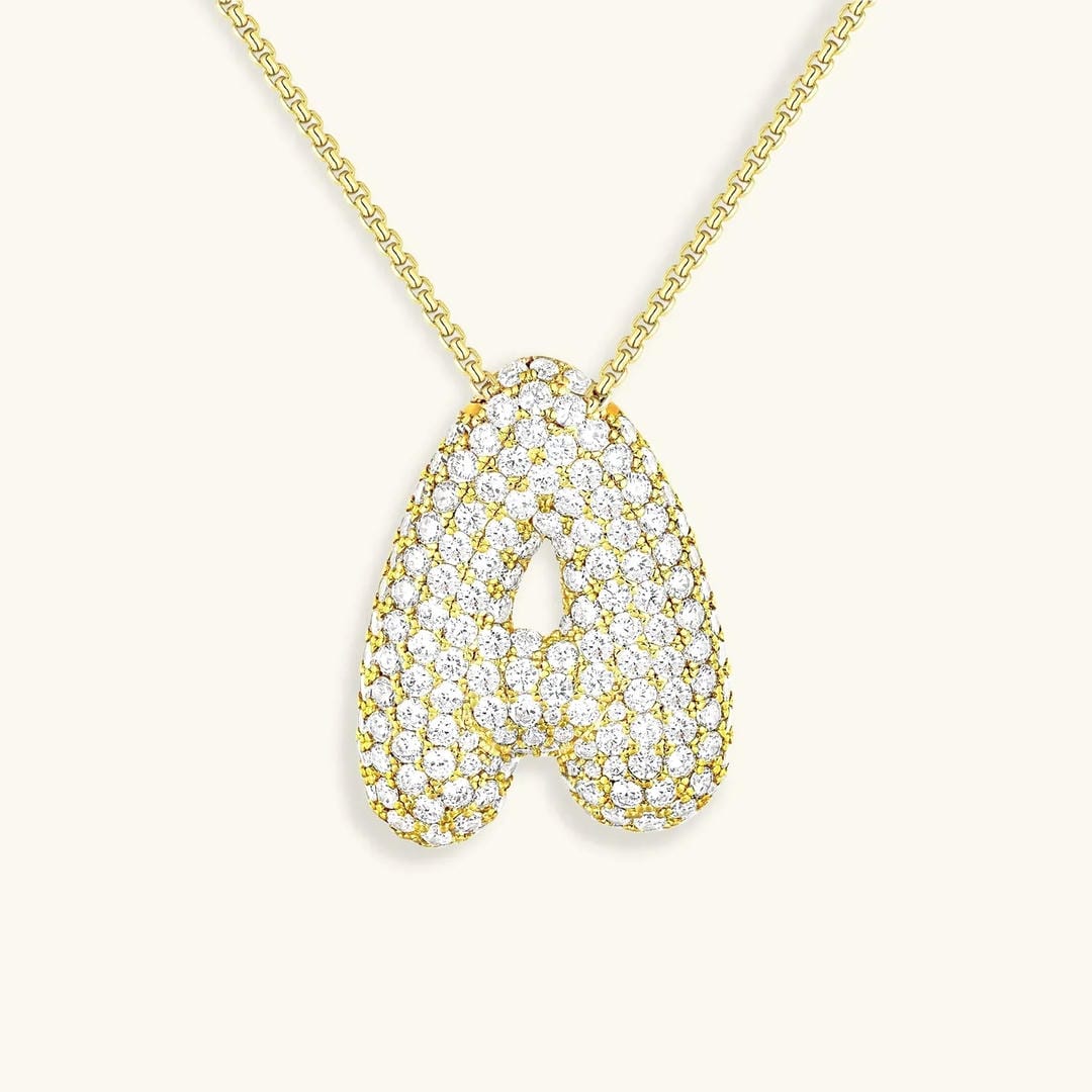 Collar con inicial Bubble de cristales