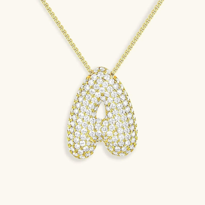 Collar con inicial Bubble de cristales