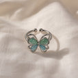 Anillo ajustable de mariposa en plata – imagen 2