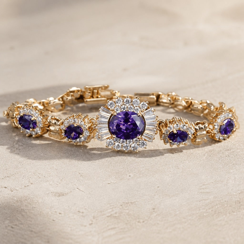 Pulsera de amatista con dije dorado – imagen 2