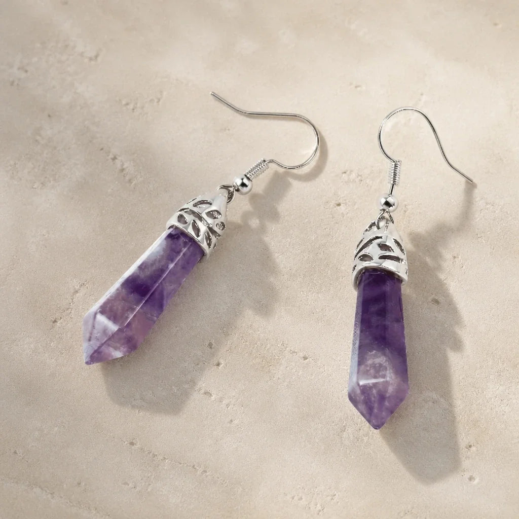 Pendientes colgantes de cristal de amatista