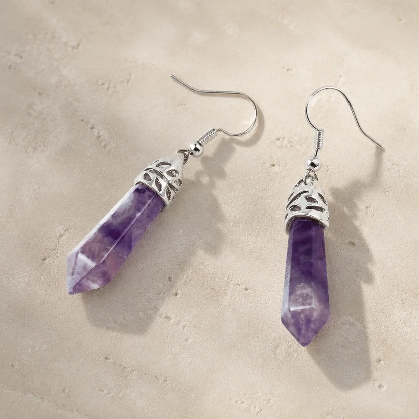 Pendientes colgantes de cristal de amatista