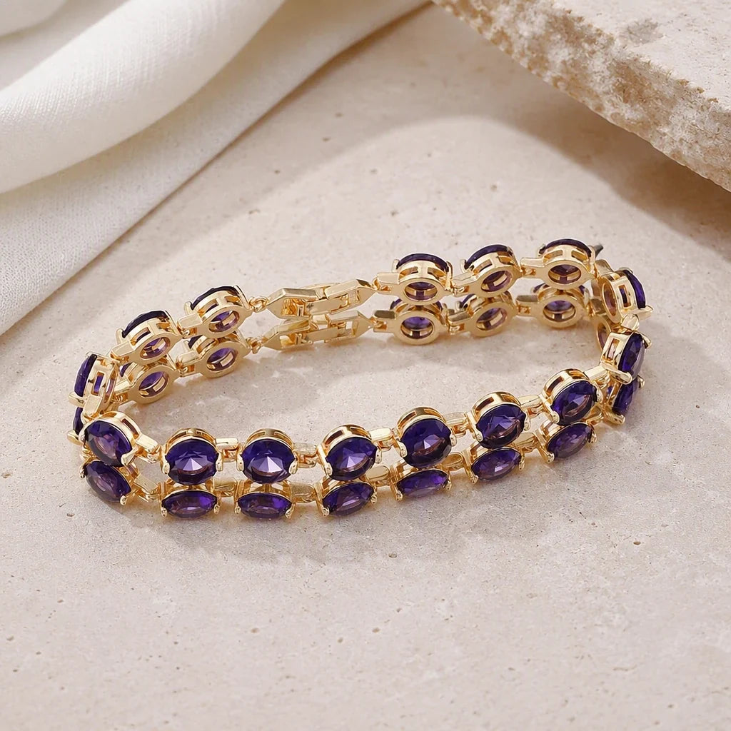 Pulsera tenis de oro con amatista — Carmen, Lucía & Rocío