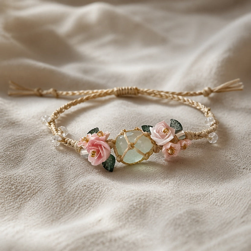 Pulsera artesanal trenzada con colgantes