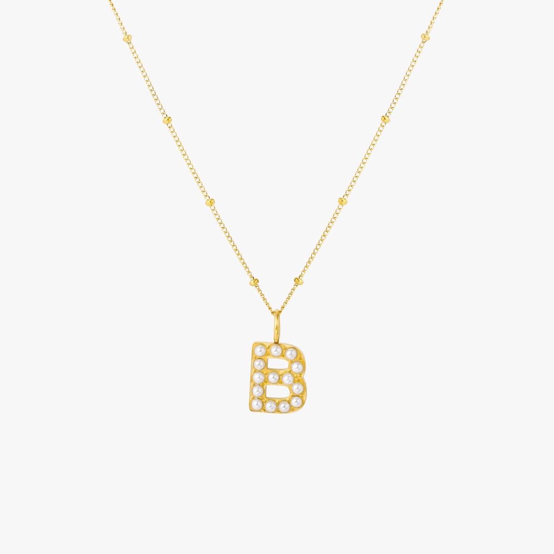 Collar con colgante inicial de perla – imagen 6