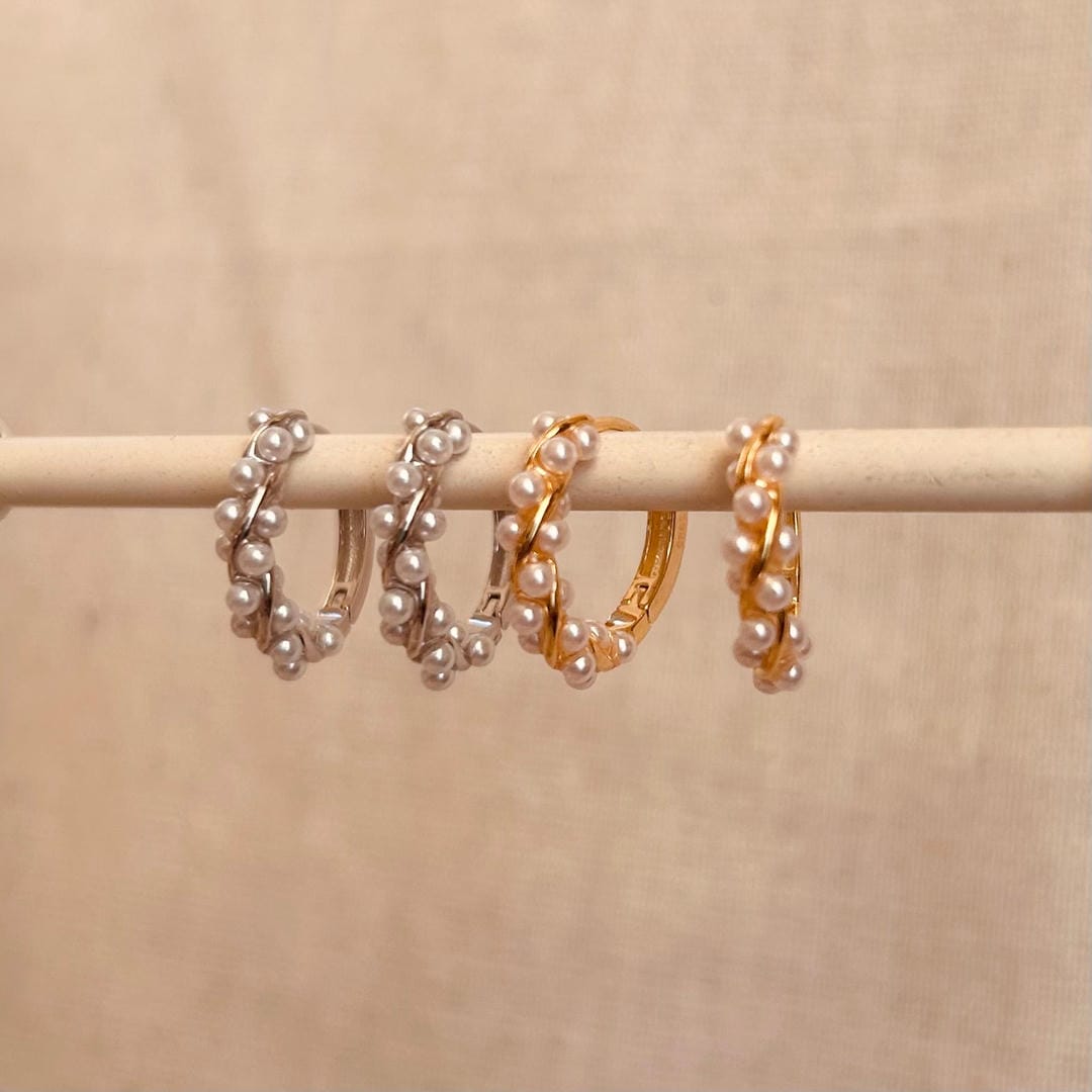Pendientes aro elegantes de perla retorcidos – imagen 3