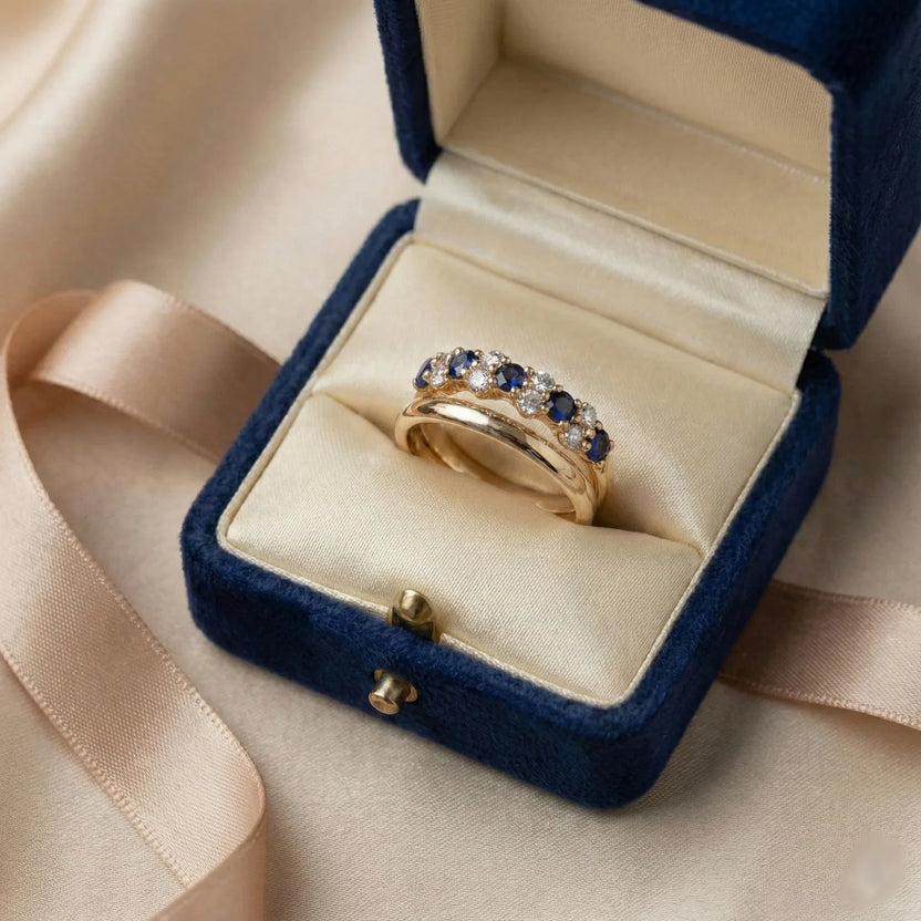 Anillo dorado con acento de cristal