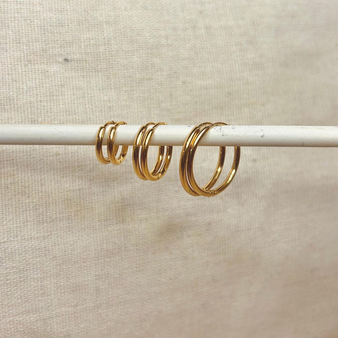 Conjunto de 3 pares de aros de uso diario en oro o plata — Carmen, Lucía & Rocío