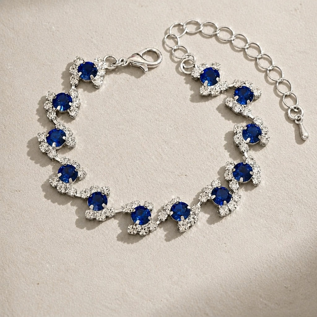 Pulsera de eslabones con cristal azul – imagen 2
