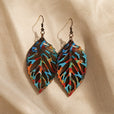 Pendientes de hoja de madera natural