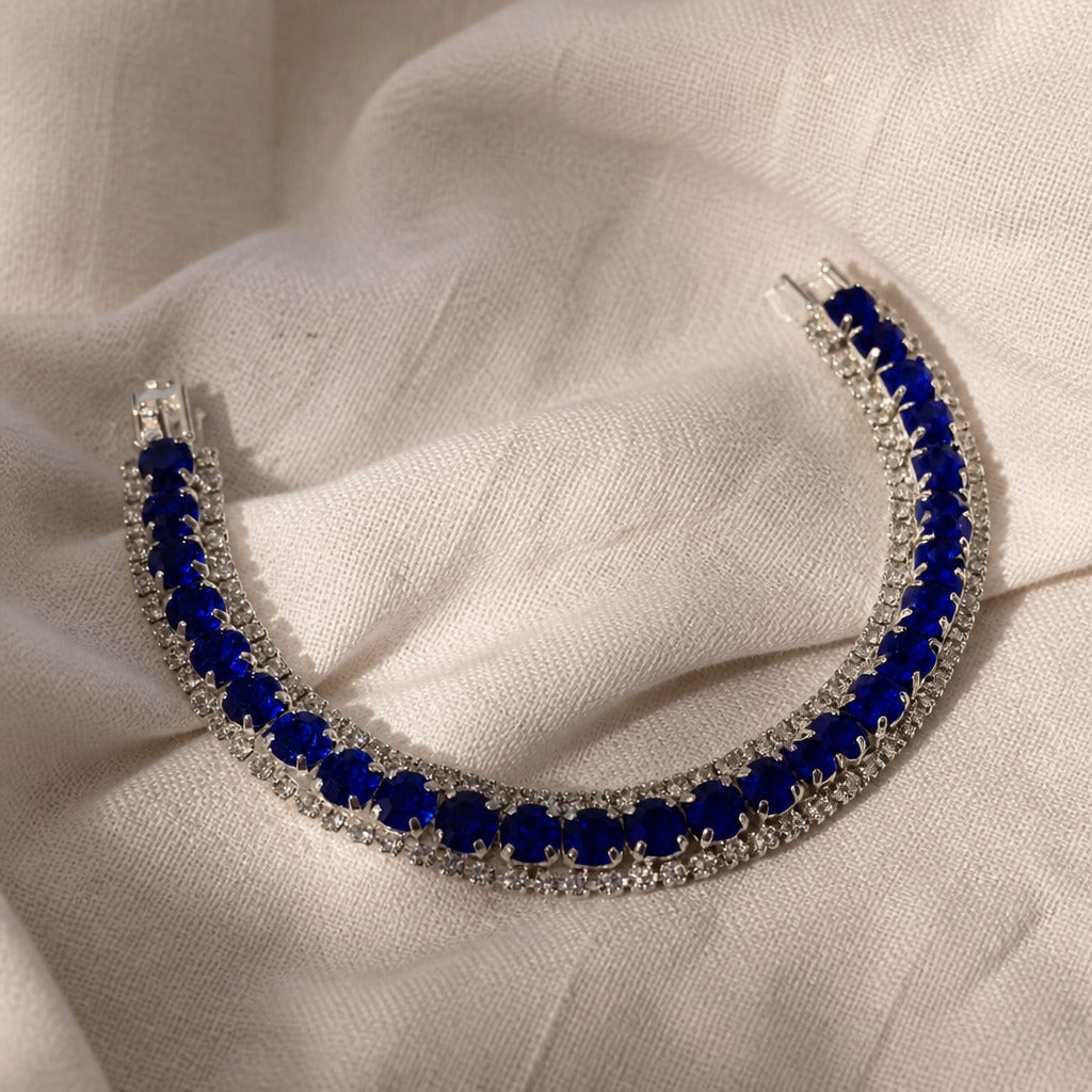 Pulsera tenis de plata con circonitas azules – imagen 2