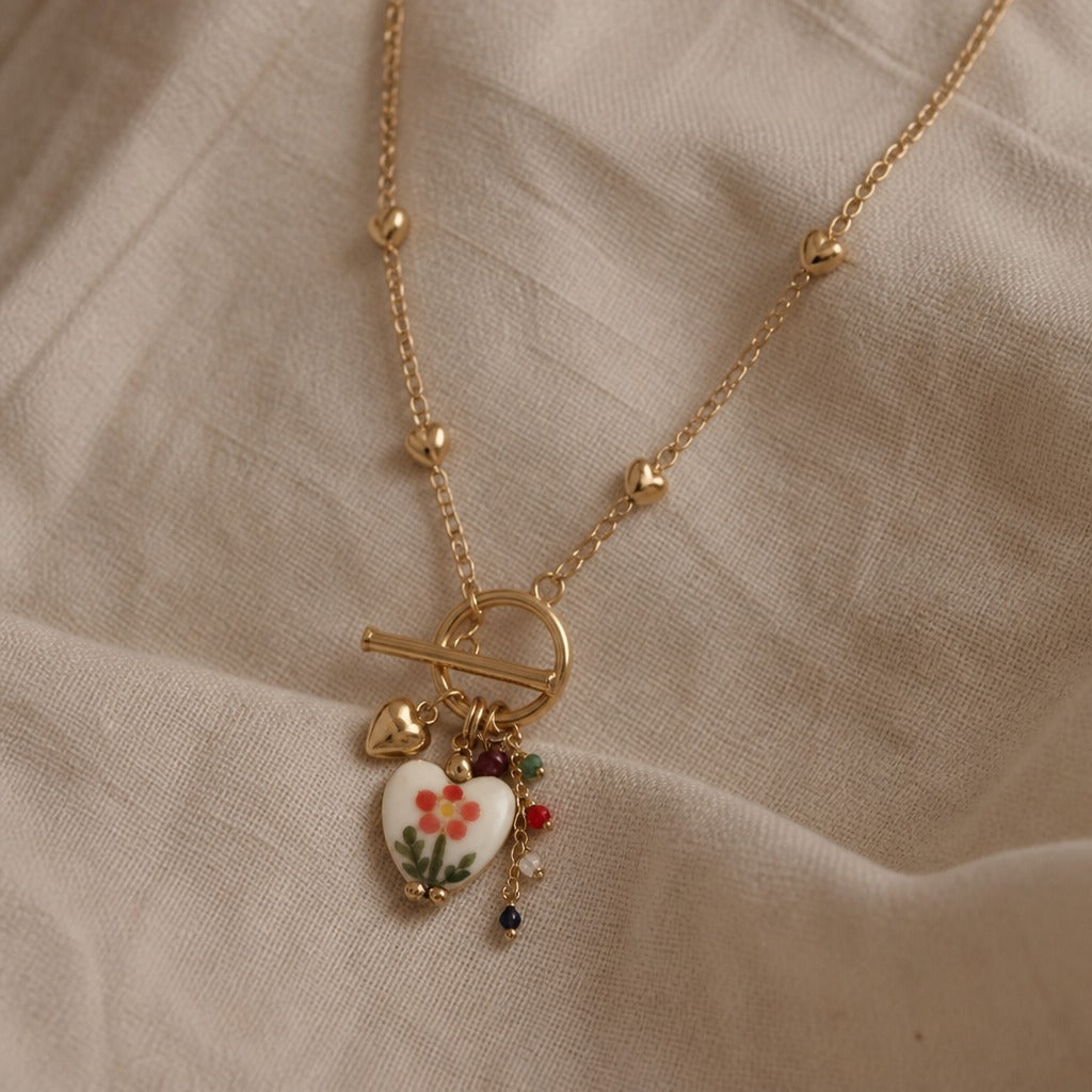 Collar bohemio con colgante de corazón – imagen 2