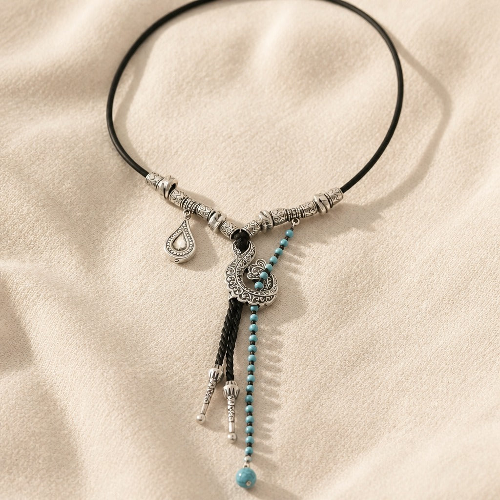 Collar bohemio de cuentas de turquesa