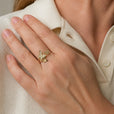 Anillo ajustable dorado bohemio con circonita – imagen 2
