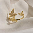 Anillo ajustable dorado bohemio con circonita