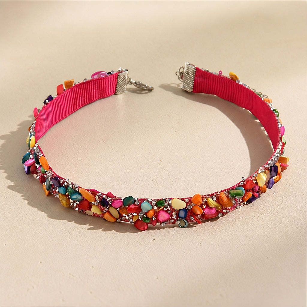 Collar choker boho de piedra triturada