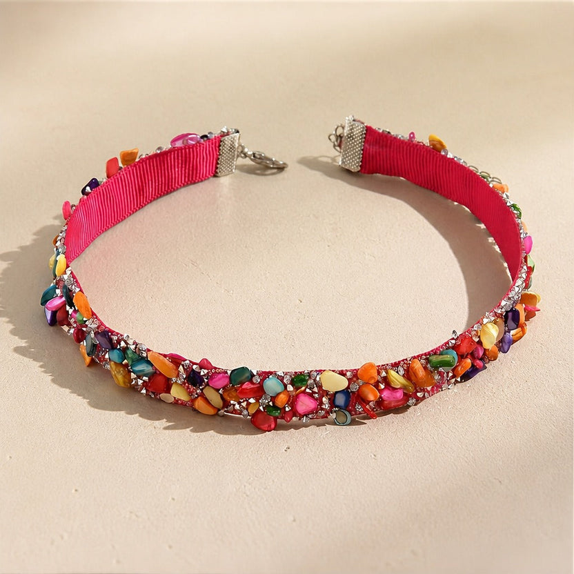 Collar choker boho de piedra triturada