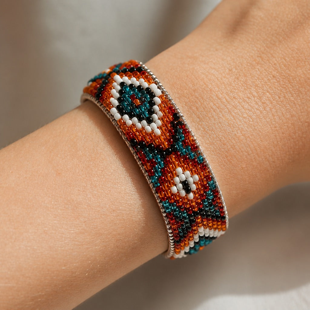 Pulsera geométrica artesanal de cuentas