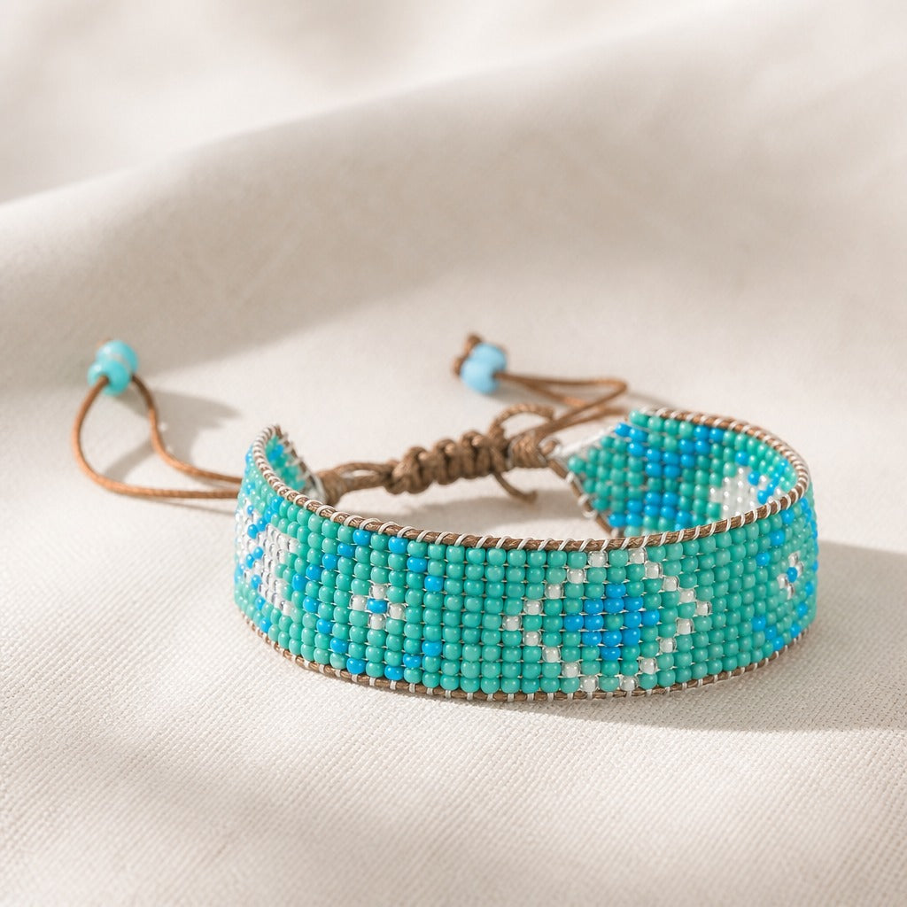Pulsera geométrica artesanal de cuentas – imagen 3