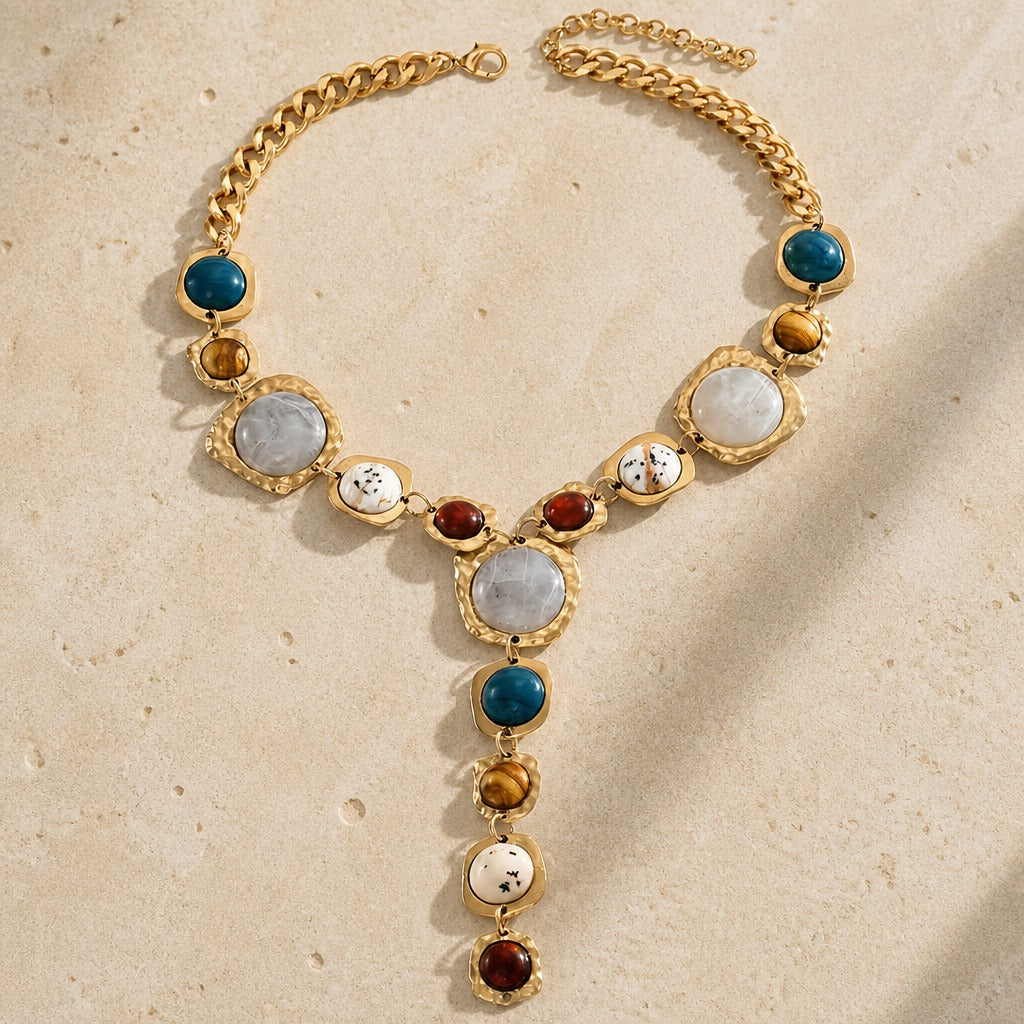 Collar de piedra con dije geométrico boho – imagen 2