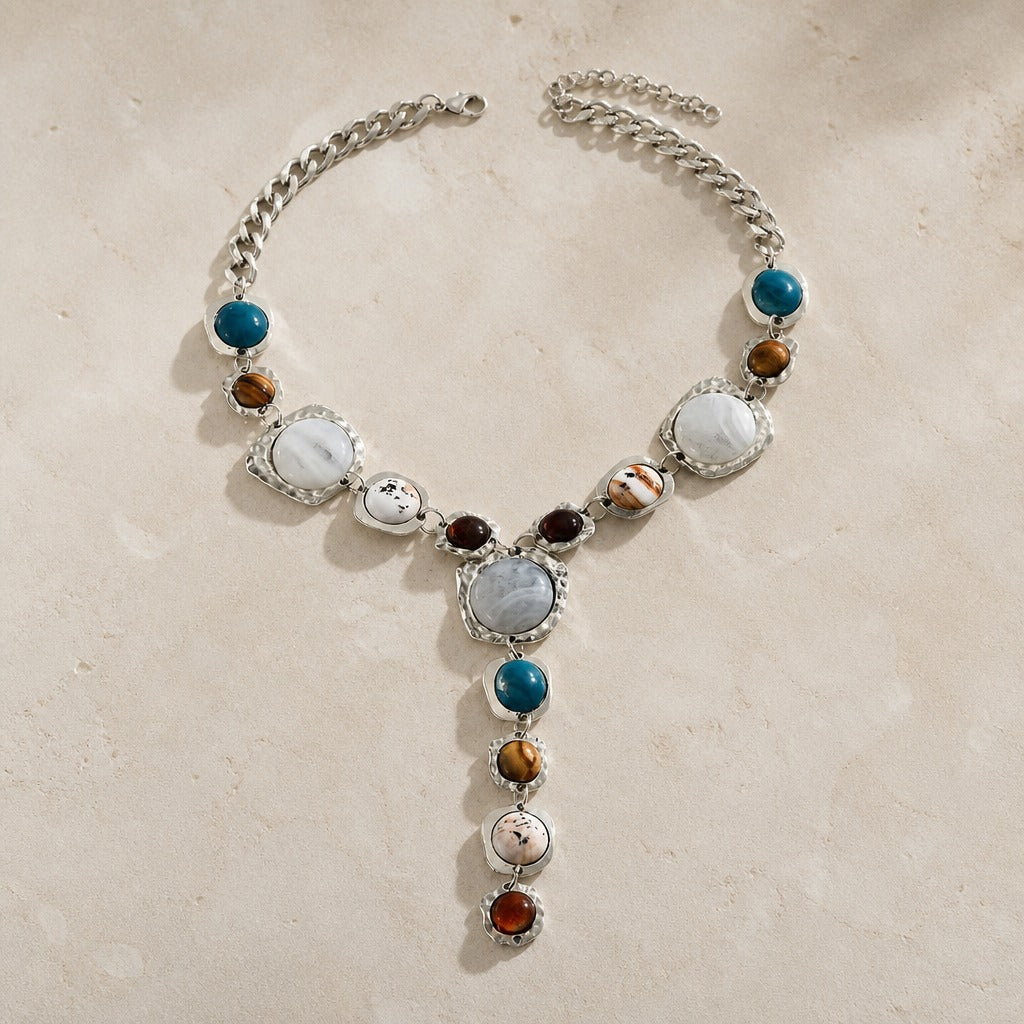 Collar de piedra con dije geométrico boho – imagen 3