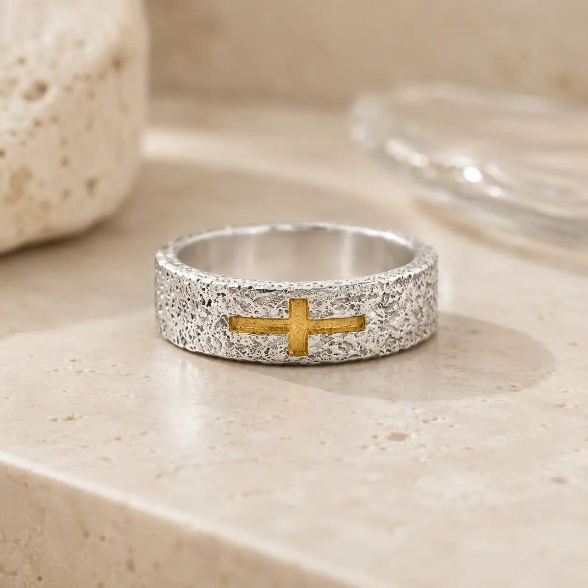 Anillo boho de cruz de banda de rock – imagen 2