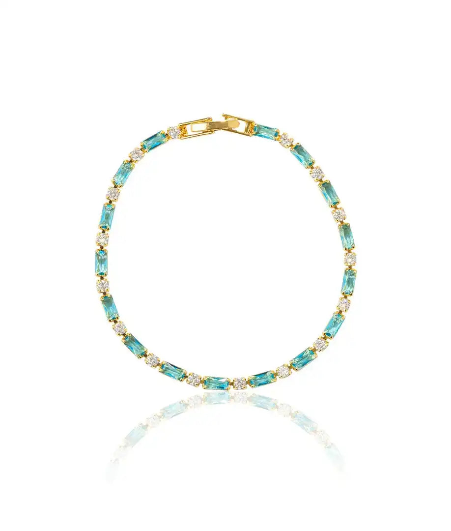 Pulsera de circonita dorada con turquesa – imagen 3