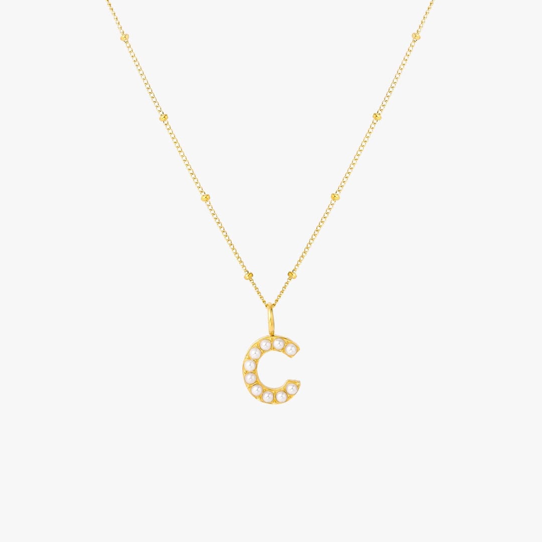 Collar con colgante inicial de perla – imagen 7