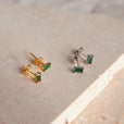 Pendientes de cristal verde talla esmeralda