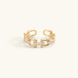 Anillo abierto dorado de cristal deslumbrante