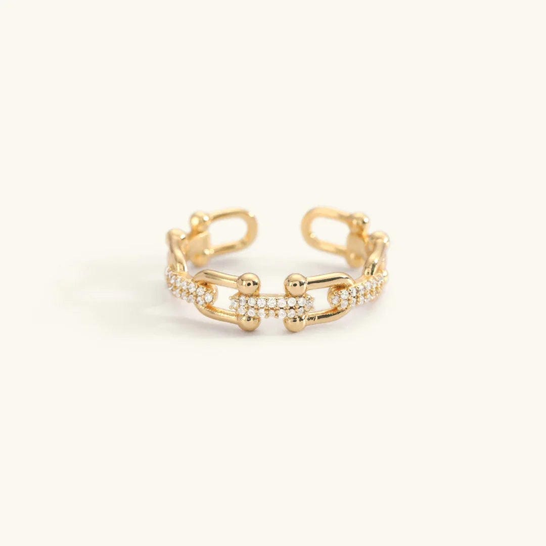 Anillo abierto dorado de cristal deslumbrante