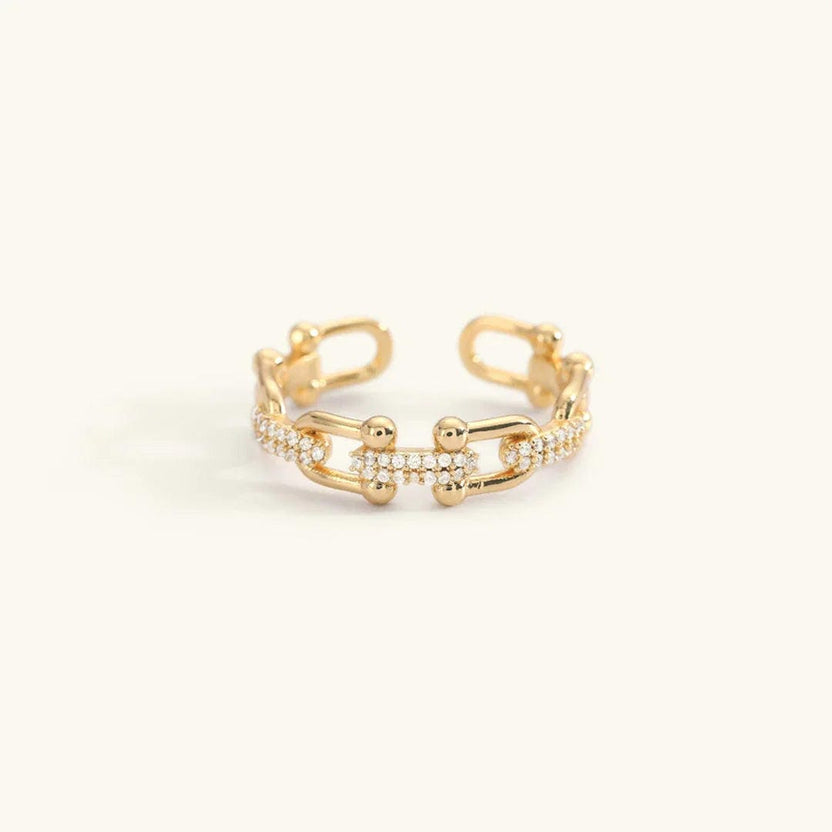 Anillo abierto dorado de cristal deslumbrante