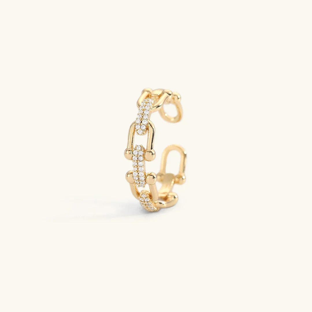 Anillo abierto dorado de cristal deslumbrante – imagen 4