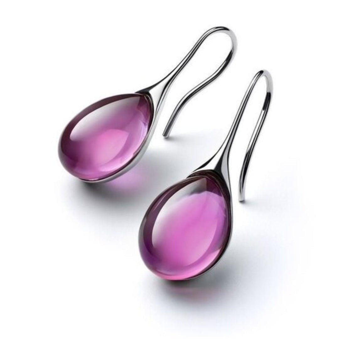 Pendientes minimalistas de cristal en gota – imagen 2