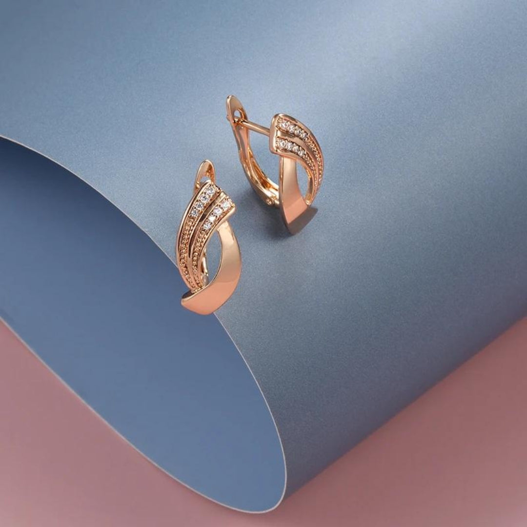 Pendientes de circonita en oro rosa elegantes