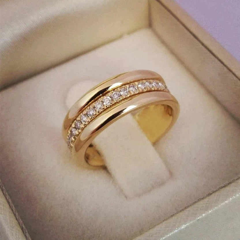 Anillo doble con circonita cúbica incrustada