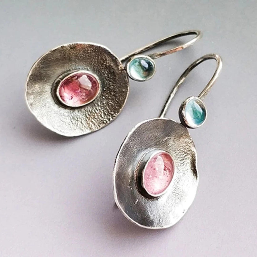 Pendientes vintage de plata de dos tonos