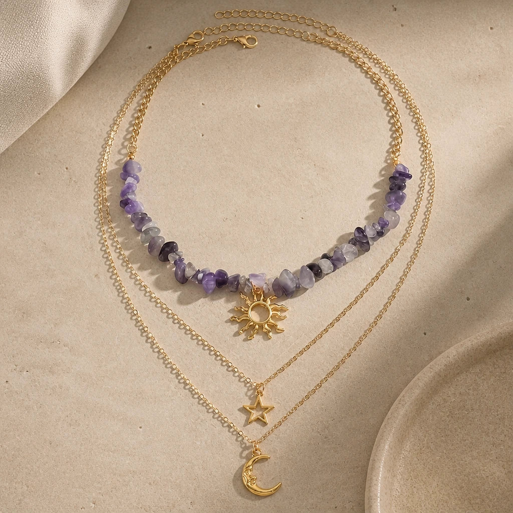 Conjunto de collares celestiales en capas — Carmen, Lucía & Rocío