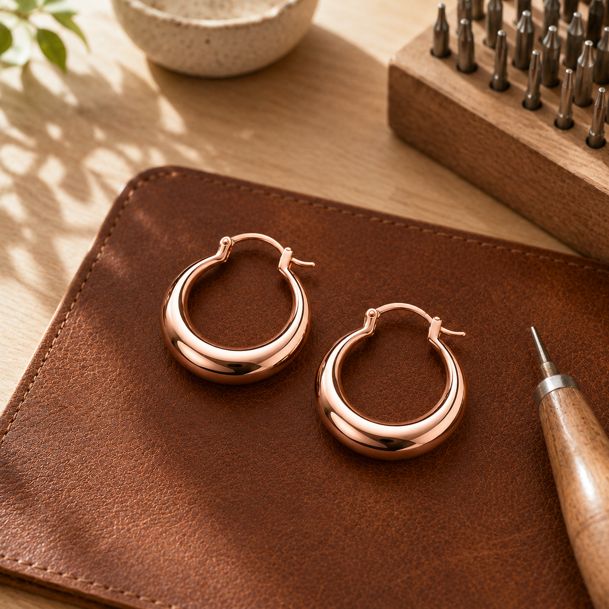 Pendientes de aro de cobre