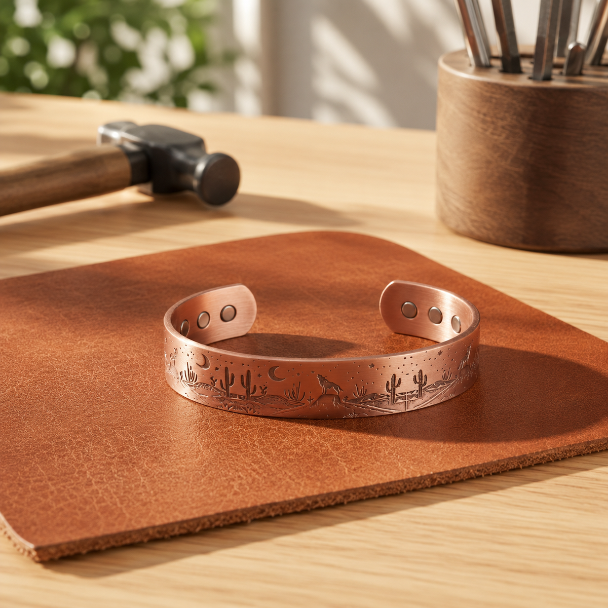 Pulsera de cobre con cactus